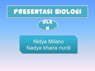 Presentasi BIologi
ole
h

Nidya Milano
Nadya khaira nurdi

 