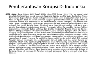 CIRI-CIRI KORUPSImelibatkanlebihdari 1 orangMelibatkankeserbarahasiaan, kecualikalausudahmerajalela.Melibatkanelemenkewajibandankeuntungantimbalbalik.MenyembunyikanperbuatanmerekadenganberlindungdibalikpembenaranhukumMempengaruhipengambilankeputusanMengandungpenipuan/pengaburanPengkhiatanterhadapkepercayaanMelibatkanfungsiganda/kontradiktifMelanggarnorma-normatugasdanpertanggungjawaban