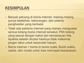 Macam-macam Bisnis Internet (4)‏PTC (Paid To Click)‏Situs yang membayar kita untuk mengunjungi situs-situs sponsor dalam durasi waktu tertentu