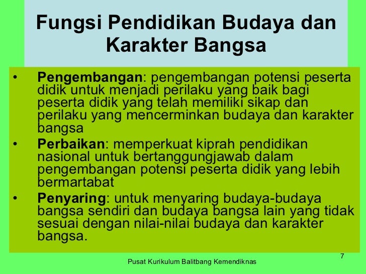 Presentasi Pendidikan Budaya Dan Karakter Bangsa