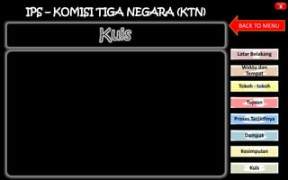 x
BACK TO MENU
Latar Belakang
Waktu dan
Tempat
Tokoh - tokoh
Tujuan
Proses Terjadinya
Dampak
Kesimpulan
Kuis
 