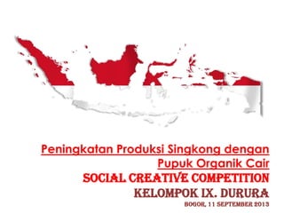 Peningkatan Produksi Singkong dengan
Pupuk Organik Cair
Social Creative Competition
Kelompok IX. DURURA
Bogor, 11 September 2013
 