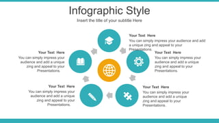 Infographic Style
Insert the title of your subtitle Here
You can simply impress your
audience and add a unique
zing and appeal to your
Presentations.
Your Text Here
You can simply impress your audience and add
a unique zing and appeal to your
Presentations.
Your Text Here
You can simply impress your
audience and add a unique
zing and appeal to your
Presentations.
Your Text Here
You can simply impress your
audience and add a unique
zing and appeal to your
Presentations.
Your Text Here
You can simply impress your
audience and add a unique
zing and appeal to your
Presentations.
Your Text Here
 
