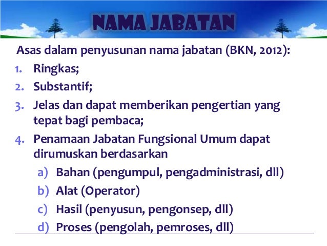 Evaluasi Jabatan (faktor jabatan struktural dan fungsional)
