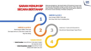SARANMINUMBP
SECARABERTAHAP
HARIKE-1sd KE-3
Awali dengan DOSIS2 Tetes saja
Dan Cukup 1Kali minum menjelang tidur
1
HARIKE-7DANSETERUSNYA
Bisa diminumSesuai dengan Tujuan Minum
• UntukPengobatan/terapi,bisa diminum 3kali,
bahkan lebih dalam satu hari
TUJUANMINUM
• UntukImunitas,cukup diminum 2kali sehari (malam
dan pagi atau siang)
4
2 3
HARIKE-4sdKE-6
Masihdengan DOSIS2 Tetes saja
Dan dapat diminum2Kali sehari (malam dan
Pagi atauSiang)
Beberapapengalaman, jika terjadi detoks, BP tergolong lumayan kuat,
termasuk jika dibandingkan dengan propolis lainnya. Maka bagi yang
belum terbiasa mengkonsumsi Propolis atau herbal sejenis, sebaiknya
BP dimimun secara bertahap. Perhatikan tahapanini.
 