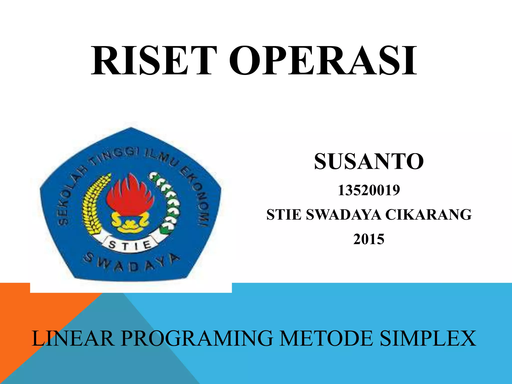 Linear programing metode simplex | PPT