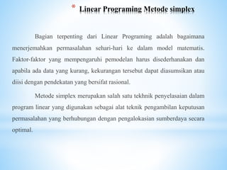 Linear programing metode simplex | PPT