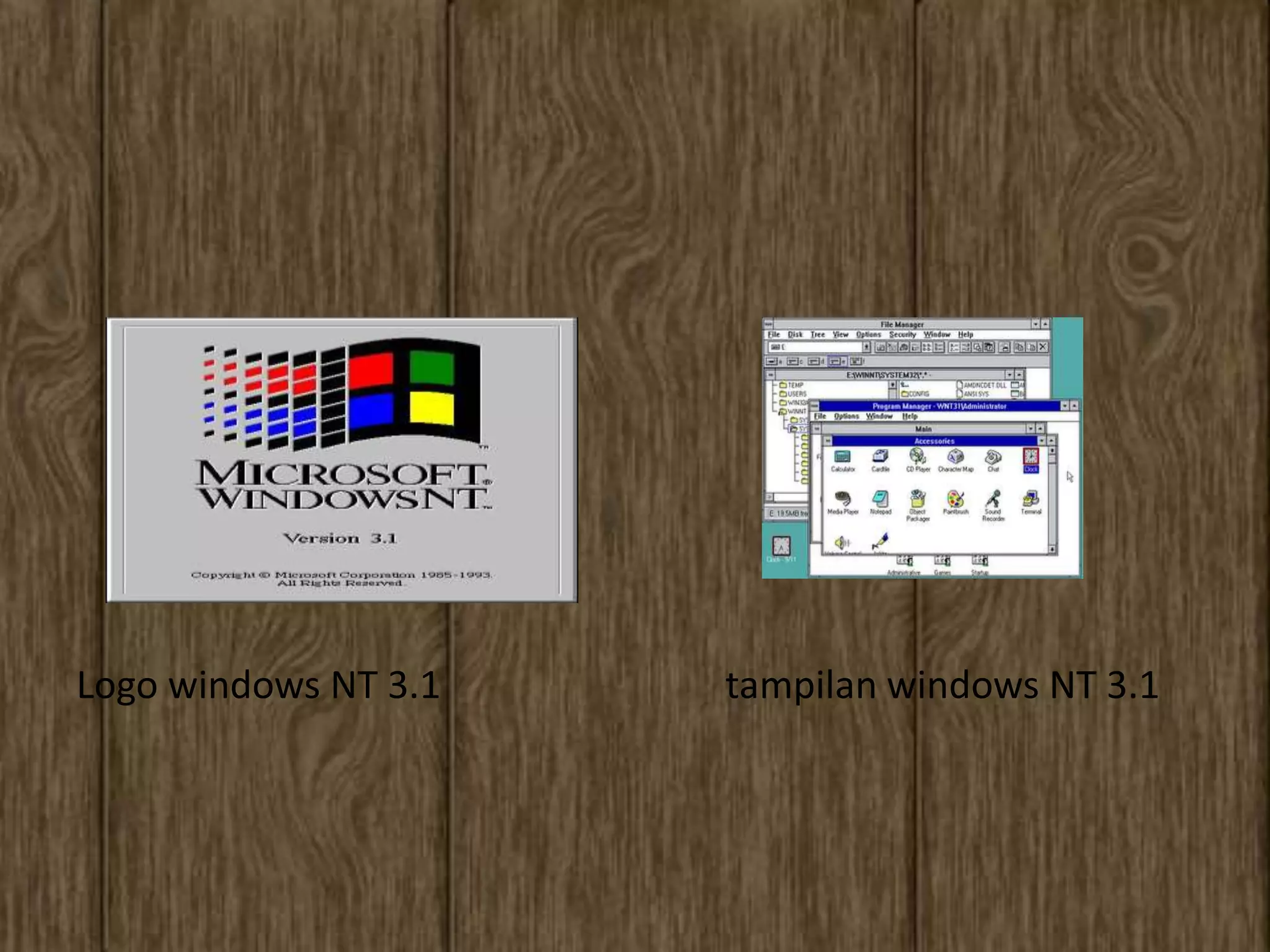 Logo windows NT 3.1   tampilan windows NT 3.1
 
