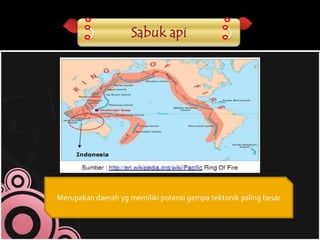 Sabuk api

Merupakan daerah yg memiliki potensi gempa tektonik paling besar

 