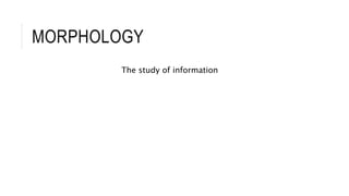 MORPHOLOGY
The study of information
 