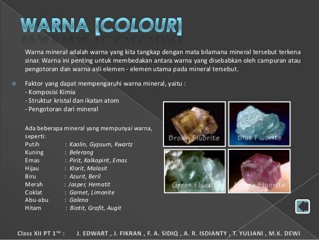 Presentasi Kristal Mineral - Sifat Fisik Mineral - Johan 