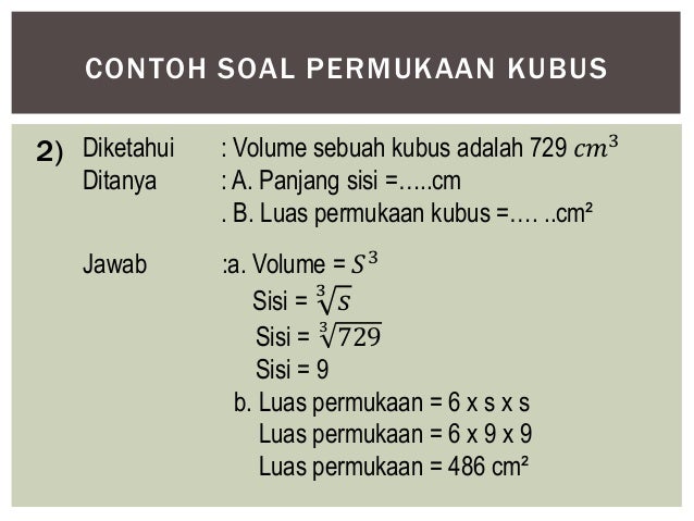 Rumus Mencari Sisi Kubus Jika Diketahui Luas Permukaan
