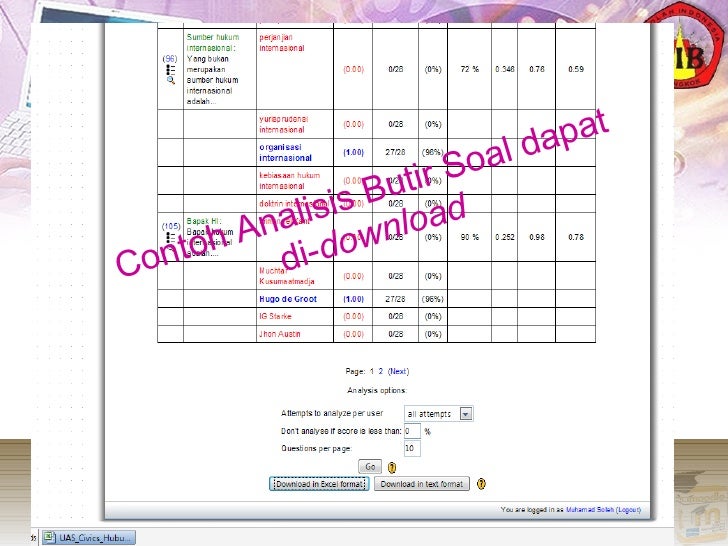 Pemanfaatan CMS Moodle dalam Menganalisa Uji Coba Soal