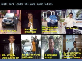 Bukti dari Leader DFI yang sudah Sukses
Bp. Sunaryo
Bp. M. Fachruroji
DBS23930
 