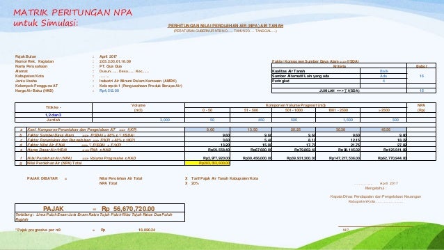 Contoh Soal Pajak Air Permukaan