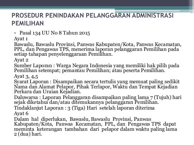 Presentasi penanganan pelanggaran pemilu