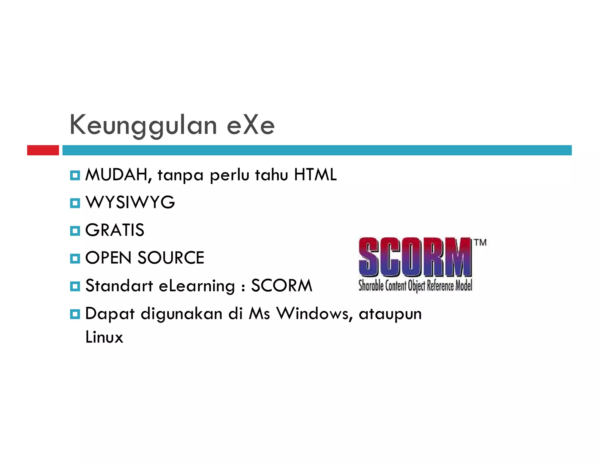 Presentasi penulisan bahan ajar berbasis web menggunakan exelearning | PDF