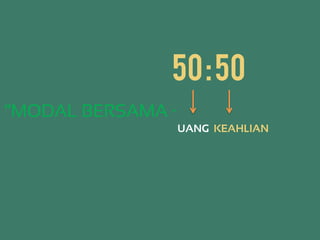 “MODAL BERSAMA “
50:50
UANG KEAHLIAN
 