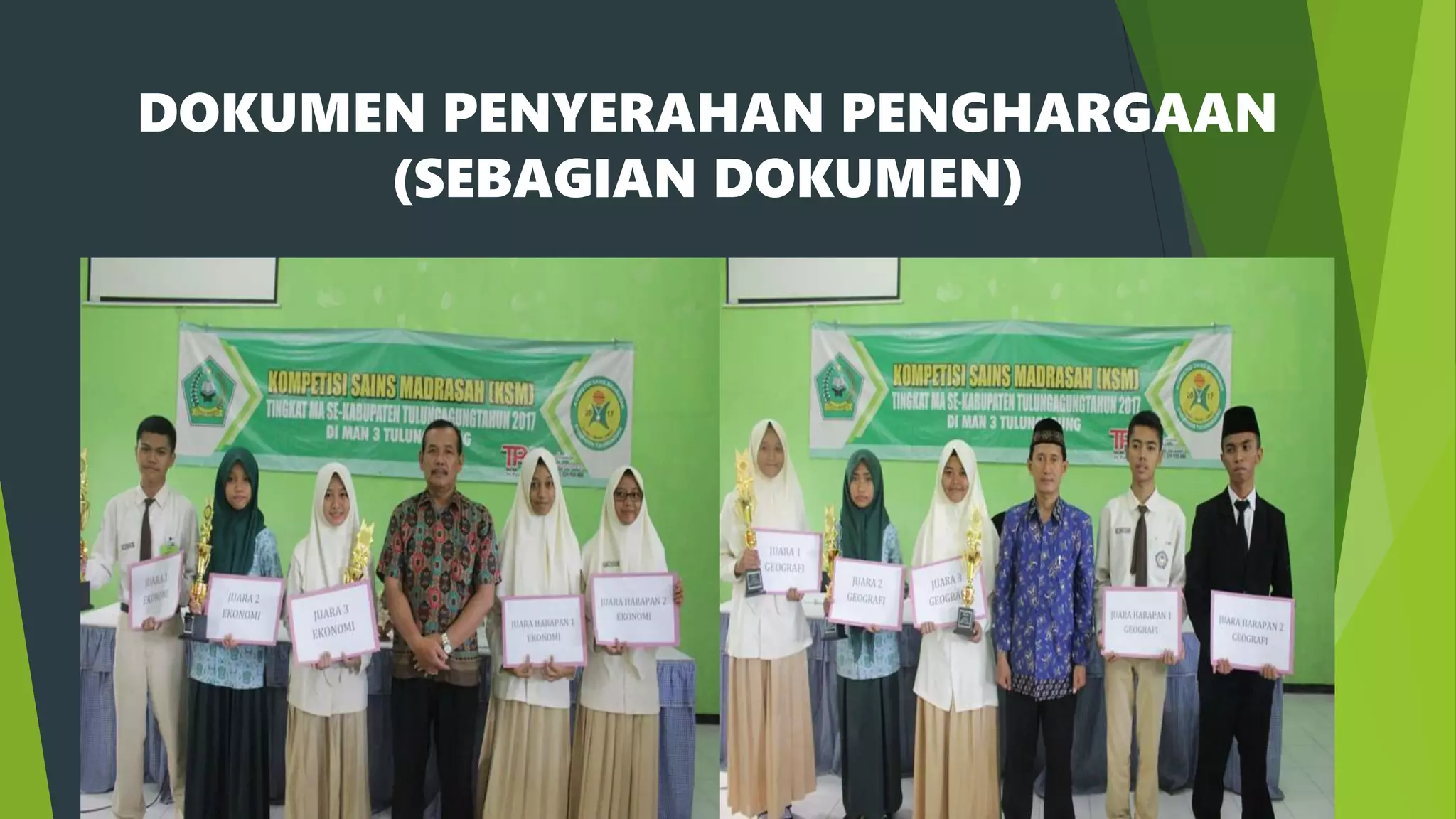 DOKUMEN PENYERAHAN PENGHARGAAN
(SEBAGIAN DOKUMEN)
 