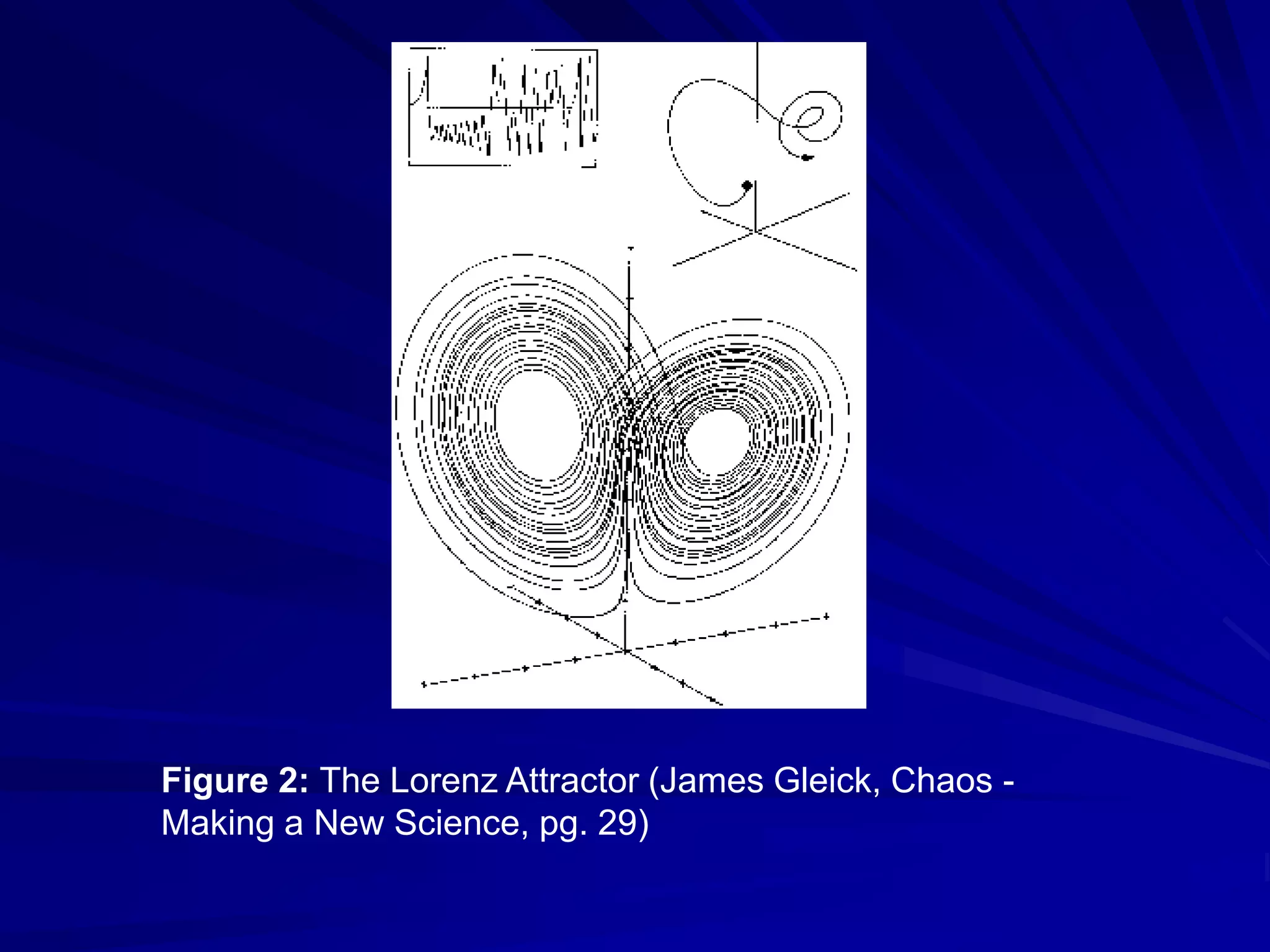 Figure 2: The Lorenz Attractor (James Gleick, Chaos -
Making a New Science, pg. 29)
 
