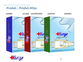 HiSys (Health Information System)
    Produk – Produk HiSys
   eSIMRS               eCLINIC ePUSKESMAS   eAPOTIK       eDINKES




                                                       7
 