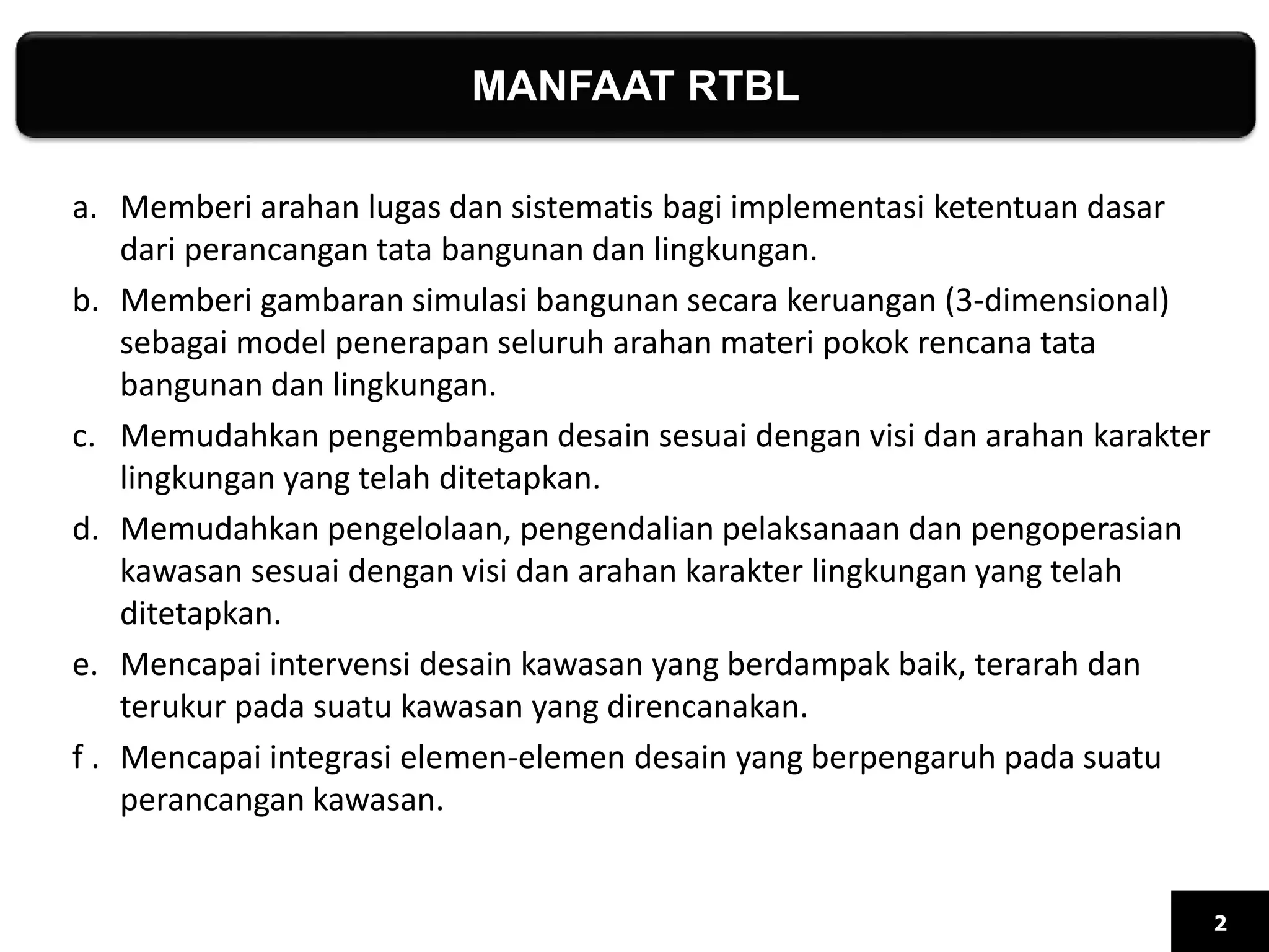 Usulan Rtbl Presentasi RTBL dalam rangka penanganan kumuh permukiman | PPTX