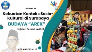 Kekuatan Konteks Sosio-
Kultural di Surabaya
BUDAYA “AREK”
Sejalan Pemikiran KHD
TUGAS 1.1 .a.5
CGP ANGKATAN 10
 