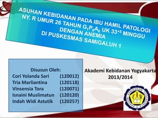 Akademi Kebidanan Yogyakarta
2013/2014
Disusun Oleh:
Cori Yolanda Sari (120012)
Tria Marliantina (120118)
Vinsensia Tora (120071)
Isnaini Muslimatun (120120)
Indah Widi Astutik (120257)
 