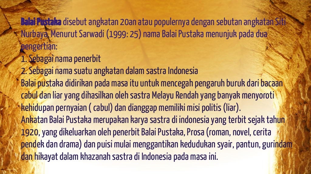 Sastra Baru Angkatan Balai Pustaka