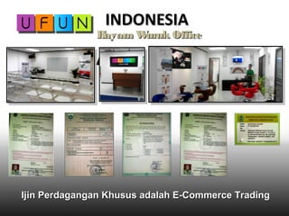 INDONESIAINDONESIA
INDONESIAINDONESIA
Ijin Perdagangan Khusus adalah E-Commerce TradingIjin Perdagangan Khusus adalah E-Commerce Trading
Hayam Wuruk OfficeHayam Wuruk Office
 