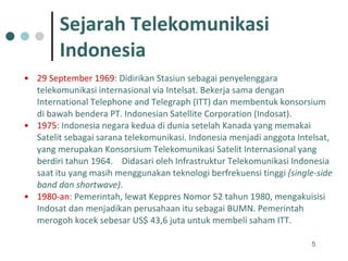 Sejarah Telekomunikasi  Indonesia <ul><li>29 September 1969 : Didirikan Stasiun sebagai penyelenggara telekomunikasi inter...