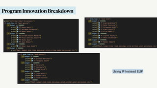 Using IF Instead ELIF
Program Innovation Breakdown
 