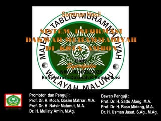 Promotor dan Penguji: 
Prof. Dr. H. Moch. Qasim Mathar, M.A. 
Prof. Dr. H. Natsir Mahmut, M.A. 
Dr. H. Muliaty Amin, M.Ag. 
Dewan Penguji : 
Prof. Dr. H. Sattu Alang, M.A. 
Prof. Dr. H. Baso Midong, M.A. 
Dr. H. Usman Jasat, S.Ag., M.Ag. 
 