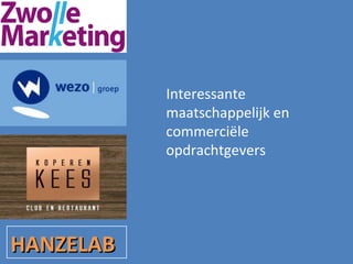 HANZELAB Interessante maatschappelijk en  commerciële  opdrachtgevers 