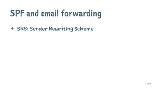 SPF and email forwarding
4 SRS: Sender Rewriting Scheme
147
 