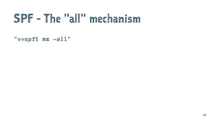 SPF - The "all" mechanism
"v=spf1 mx -all"
48
 