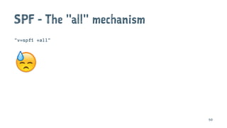 SPF - The "all" mechanism
"v=spf1 +all"
50
 