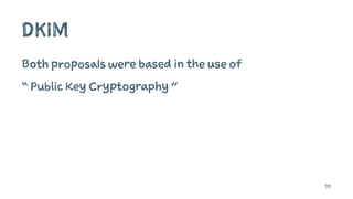 DKIM
Both proposals were based in the use of
“ Public Key Cryptography ”
70
 