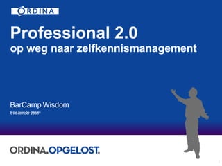 Professional 2.0 op weg naar zelfkennismanagement BarCamp Wisdom   6 november 2008 