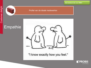 Customerdelight
Wat betekent dat voor HRM?
Empathie
Profiel van de ideale medewerker
 