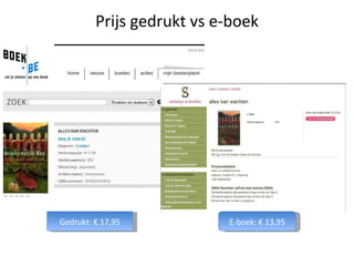Prijs gedrukt vs e-boek Gedrukt: € 17,95 E-boek: € 13,95 
