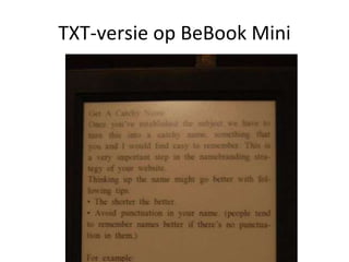 TXT-versie op BeBook Mini 