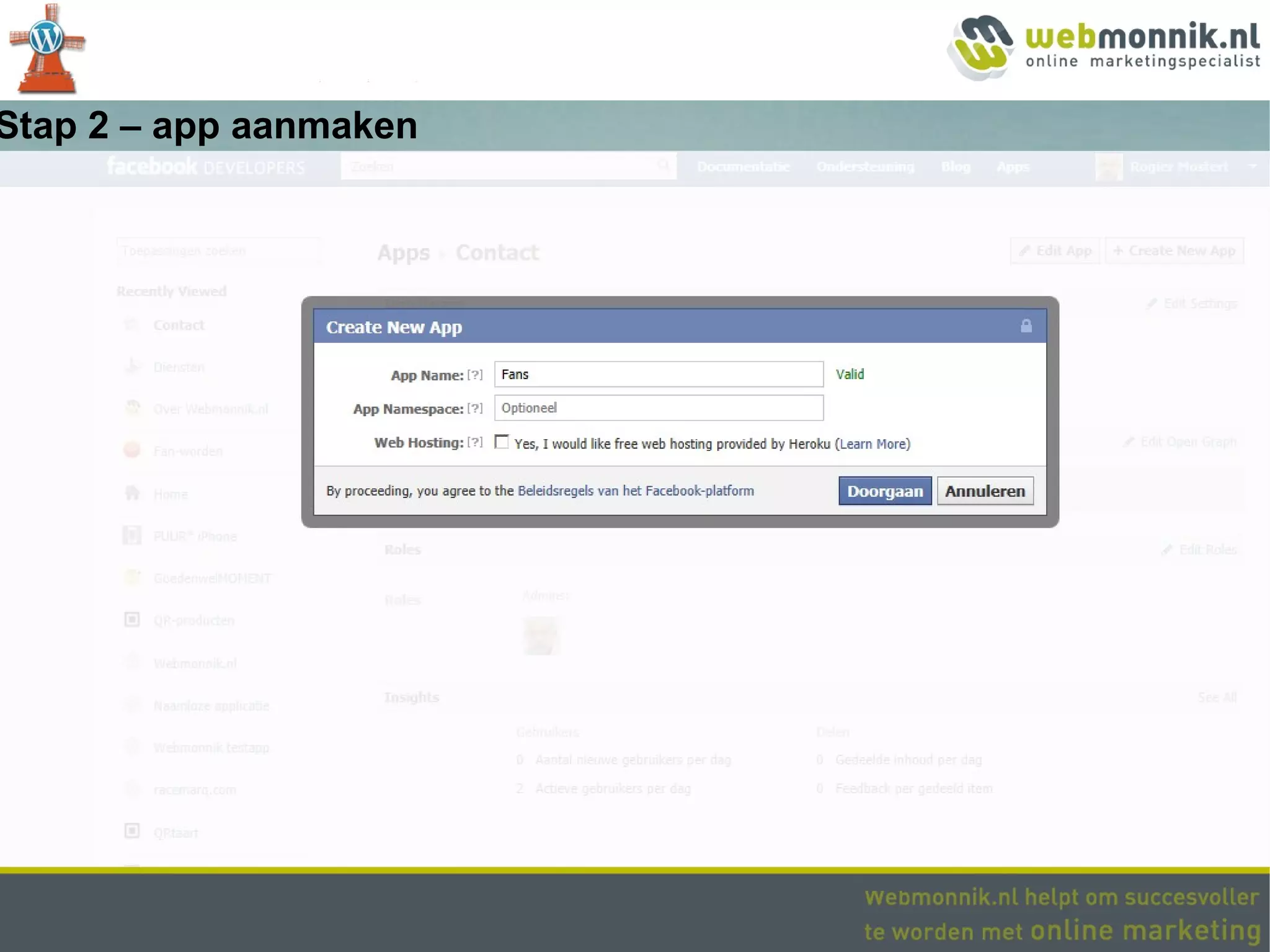 Stap 2 – app aanmaken
 