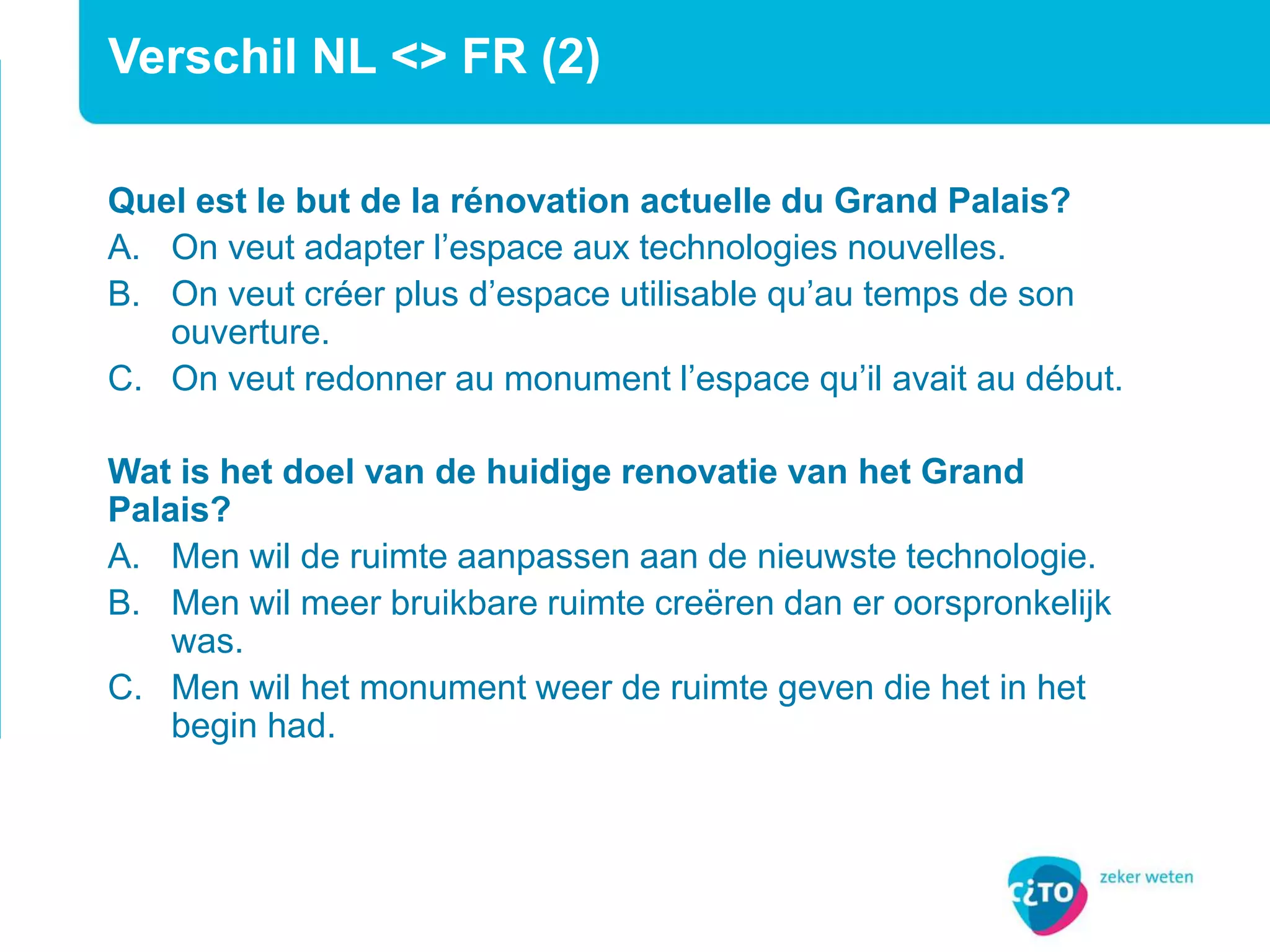 Kijk- en luistertoetsen Frans havo-vwo | PPTX