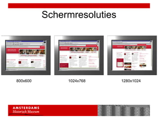 Schermresoluties 800x600 1024x768 1280x1024 
