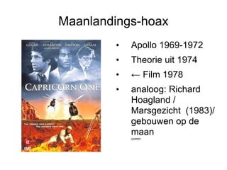 Maanlandings-hoax Apollo 1969-1972 Theorie uit 1974 ←  Film 1978 analoog: Richard Hoagland / Marsgezicht  (1983)/ gebouwen op de maan comm 