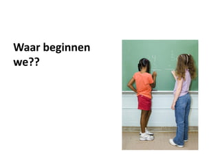 Waar beginnen
we??
 