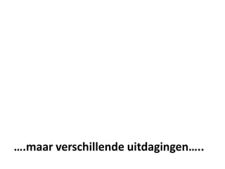 ….maar verschillende uitdagingen…..
 