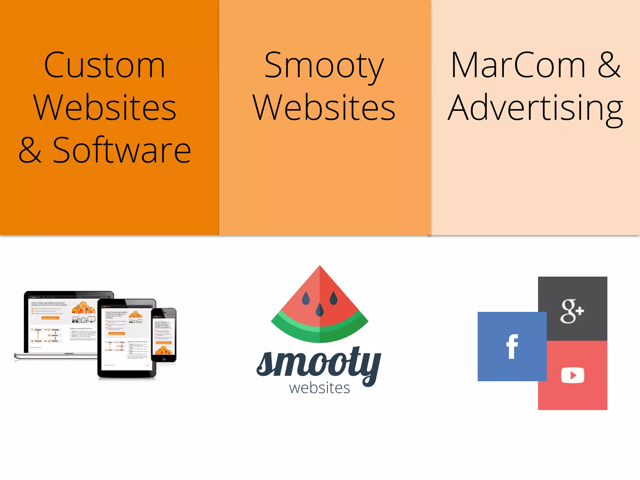 MarCom &
Advertising
Custom
Websites
& Software
Smooty
Websites
smoot�websites
 