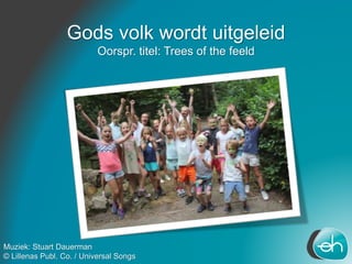 Gods volk wordt uitgeleid
Oorspr. titel: Trees of the feeld
Muziek: Stuart Dauerman
© Lillenas Publ. Co. / Universal Songs
 